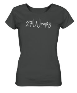 Damen Angler T-Shirt für Anglerinnen in antrazit mit 27Wraps Schriftzug.