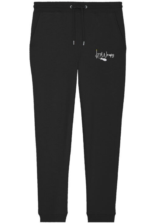 Bequeme und warme Jogger für Karpfenangler: die 27Wraps Spod Logo Jogginghose in schwarz.