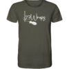 27Wraps Logo mit Spod und Distance Sticks auf einem T-Shirt für Angler in olivgrün.