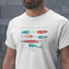 T-Shirt für Raubfischangler mit Kunstköder-Aufdruck. Tolles Geschenk für Angler.