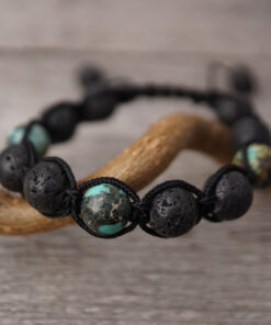 Black Evolution Edelstein Armband für Karpfenangler. Elegantes Lava Armband für Angler mit Lavaperlen und Afrikanischen Türkis Edelsteinen. Carp Jewls sind Armbänder für Karpfenangler - ein besonderes Geschenk für Angler.