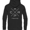 Premium Carp Fishing Hoodie in schwarz für Karpfenangler mit Rückendruck.