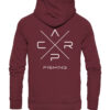 Premium Carp Fishing Hoodie in burgundy für Karpfenangler mit Rückendruck.