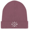 Carp Beanie mit Carp Stick für Karpfenangler in hibiscus rose aus bester Bio-Baumwolle. Eine tolle Angler Mütze und Geschenkidee für Angler.