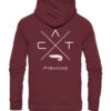 Hoodie für Welsangler in burgundy mit Catfishing Design.