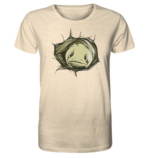 Naturweißes T-Shirt für Aalangler bedruckt mit Aal Motiv für Angler.