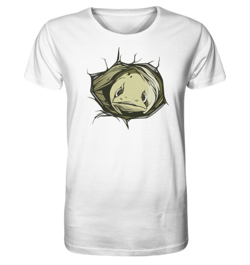 Weißes T-Shirt für Aalangler bedruckt mit Aal Motiv für Angler.