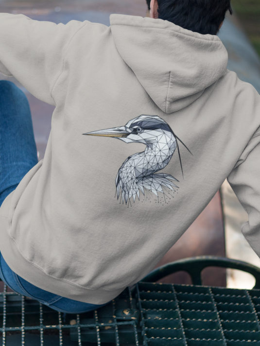 Bio Graureiher Hoodie für Karpfenangler: Graureiher Hoodie für Angler. Ein toller Karpfen Hoodie und Geschenk für Naturfreunde.