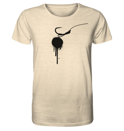 Naturweißes Hookbait Graffiti T-Shirt für Karpfenangler. Bedruckte T-Shirts mit urbanen Karpfendesigns.