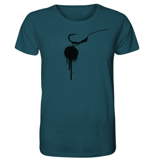 Blaugrünes Hookbait Graffiti T-Shirt für Karpfenangler. Bedruckte T-Shirts mit urbanen Karpfendesigns.