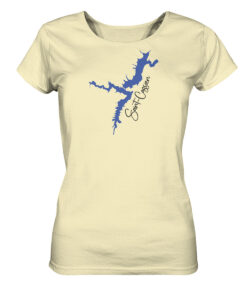 Lac de Saint-Cassien Damen T-Shirt in butterfarben für Angler.