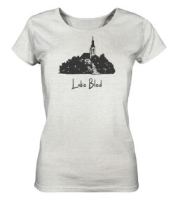 Lake Bled Damen T-Shirt für alle Karpfenanglerinnen im melierten Grau.