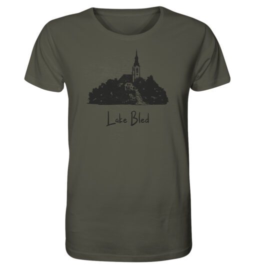 Das olivgrüne Lake Bled T-Shirt für Karpfenangler.