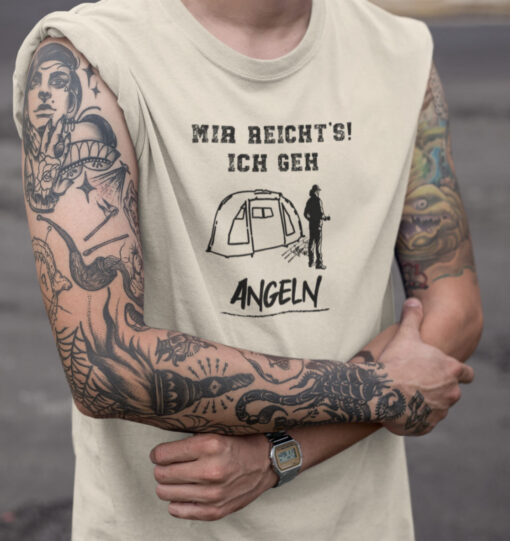 Mir reichts ich geh angeln! Lustiges Karpfen T-Shirt für Karpfenangler: Bio T-Shirt für Angler mit lustigem Druck! Ein lustiges Geschenk für Angler.