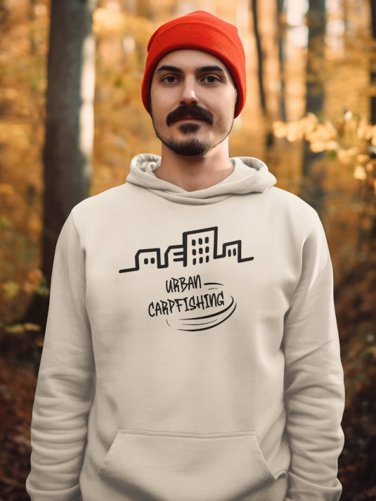 Bio Karpfen Hoodie für Karpfenangler: Urban Carpfishing City Hoodie für Angler. Ein tolles Angler Geschenk.