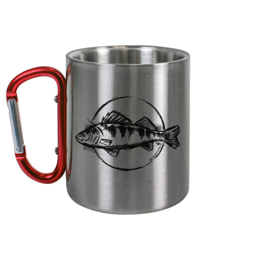 Raubfisch Angler Tasse Perch Handdrawn. Raubfisch Tasse als Geschenk für Angler. Tassen für Angler hier bestellen.