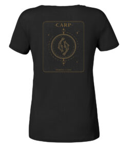 T-Shirt Karpfenanglerin: schwarzes Carp Fishing for Life Bio Damen T-Shirt für Anglerinnen.