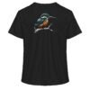 Eisvogel Damen T-Shirt für Karpfenanglerinnen. Nachhaltige T-Shirts für Anglerinnen. Angler T-Shirt mit Eisvogel Rückendruck in schwarz.