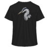 Graureiher Damen T-Shirt für Karpfenanglerinnen. Nachhaltige T-Shirts für Anglerinnen. Angler T-Shirt mit Graureiher Rückendruck in schwarz.