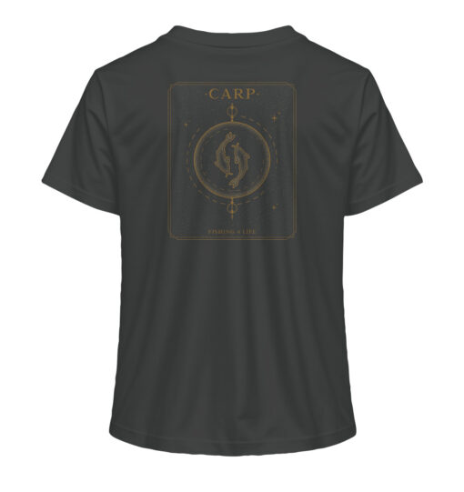 Damen Angler T-Shirt: graues Carp Fishing for Life Bio Damen T-Shirt für Anglerinnen.