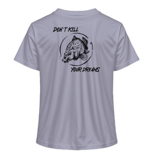 Damen Angler T-Shirt in lavendelfarben mit "Don't kill your dreams" Rückendruck. Tolle T-Shirts für Anglerinnen und Damen Anglerbekleidung hier bestellen.