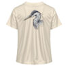 Graureiher Damen T-Shirt für Karpfenanglerinnen. Nachhaltige T-Shirts für Anglerinnen. Angler T-Shirt mit Graureiher Rückendruck in naturweiß.