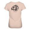 Urban Carp Damen T-Shirt: ein cooles Karpfen Shirt für Frauen mit Rückendruck in pfirsich. Ein cooles Angler T-Shirt und Geschenk für Karpfenanglerinnen.