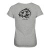 Urban Carp Damen T-Shirt: ein cooles Karpfen Shirt für Frauen mit Rückendruck in graumeliert. Ein cooles Angler T-Shirt und Geschenk für Karpfenanglerinnen.