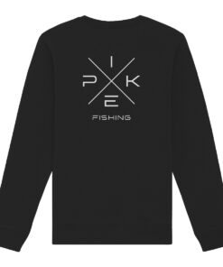 Pike Fishing Sweatshirt für Raubfischangler in schwarz mit elegantem Rückendruck.