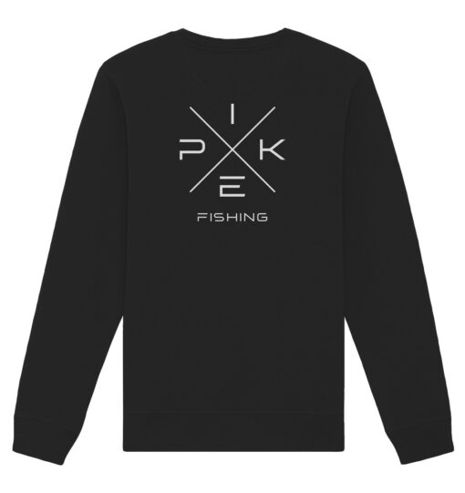 Pike Fishing Sweatshirt für Raubfischangler in schwarz mit elegantem Rückendruck.