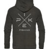 Pike Fishing Hoodie für Raubfischangler in dunkelgrau mit elegantem Rückendruck.