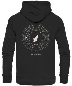 Premium Bio Karpfen Hoodie für Karpfenangler: Moon Carp Hoodie für Karpfenangler mit Rückendruck in Schwarz. Ein tolles Angler Geschenk.