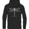 Bio Libellen Hoodie für Karpfenangler: schwarzer Dragonfly Hoodie für Angler. Ein toller Karpfen Hoodie und Geschenk für Angler.