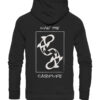 Schwarzer Bio Karpfen Hoodie für Angler: Livin' the carplife Hoodie für Karpfenangler mit Rückendruck. Ein tolles Angler Geschenk.