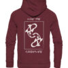 Burgundroter Bio Karpfen Hoodie für Angler: Livin' the carplife Hoodie für Karpfenangler mit Rückendruck. Ein tolles Angler Geschenk.