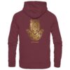 Hamsa Carp Hoodie für Karpfenangler: ein eleganter Karpfen Hoodie für Karpfenangler mit dem bekannten Hamsa Schutzsymbol in weinrot. Ein eleganter Hoodie zum Karpfenangeln und eine besondere Geschenkidee für Karpfenangler.