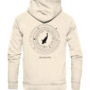 Premium Bio Karpfen Hoodie für Karpfenangler: Moon Carp Hoodie für Karpfenangler mit Rückendruck in Naturweiß. Ein tolles Angler Geschenk.