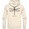 Bio Libellen Hoodie für Karpfenangler: naturweißer Dragonfly Hoodie für Angler. Ein toller Karpfen Hoodie und Geschenk für Angler.