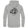 Urban Carp Hoodie: ein cooler Karpfen Hoodie für Karpfenangler mit Rückendruck in graumeliert. Ein cooler Angler Hoodie und eine tolle Geschenkidee für Karpfenangler.