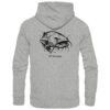 Urban Catfish Hoodie für Welsangler aus Bio-Baumwolle. Ein cooler Wels Hoodie für Angler mit Rückendruck in graumeliert. Eine tolle Geschenkidee für Welsangler.