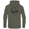 Urban Catfish Hoodie für Welsangler aus Bio-Baumwolle. Ein cooler Wels Hoodie für Angler mit Rückendruck in olivgrün. Eine tolle Geschenkidee für Welsangler.