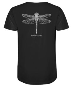 Bio Libellen T-Shirt für Karpfenangler: schwarzes Dragonfly Shirt für Angler. Ein tolles Angler T-Shirt und Geschenk für Angler.