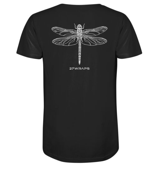 Bio Libellen T-Shirt für Karpfenangler: schwarzes Dragonfly Shirt für Angler. Ein tolles Angler T-Shirt und Geschenk für Angler.