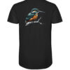 Bio Eisvogel T-Shirt für Karpfenangler: schwarzes Kingfisher Shirt für Angler. Ein tolles Angler T-Shirt und Geschenk für Naturfreunde.