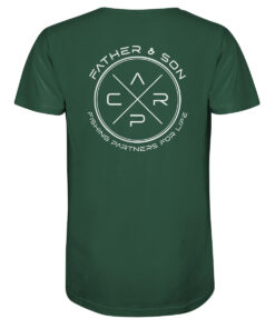 Carp Fishing Partners Angelpartner T-Shirt in flaschengrün. Tolles Geschenk für angelnde Väter.
