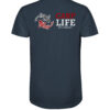 Bio Karpfen T-Shirt für Karpfenangler: graublaues Carp Life T-Shirt für Angler mit Rückendruck.