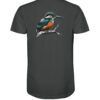 Bio Eisvogel T-Shirt für Karpfenangler: antrazitfarbenes Kingfisher Shirt für Angler. Ein tolles Angler T-Shirt und Geschenk für Naturfreunde.