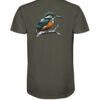 Bio Eisvogel T-Shirt für Karpfenangler: olivgrünes Kingfisher Shirt für Angler. Ein tolles Angler T-Shirt und Geschenk für Naturfreunde.