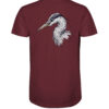 Bio Graureiher T-Shirt für Karpfenangler: weinrotes Graureiher Shirt für Naturfreunde. Ein tolles Angler T-Shirt und Geschenk für Naturfreunde.