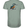 Bio Eisvogel T-Shirt für Karpfenangler: hellgrünes Kingfisher Shirt für Angler. Ein tolles Angler T-Shirt und Geschenk für Naturfreunde.